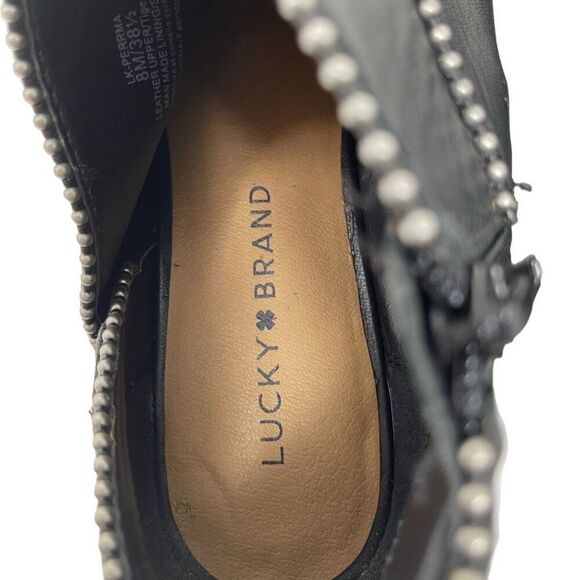 Lucky Brand Womens Perrma Leather Embellished Moto Ankle Boots Black Size 8M - Picture 8 of 9